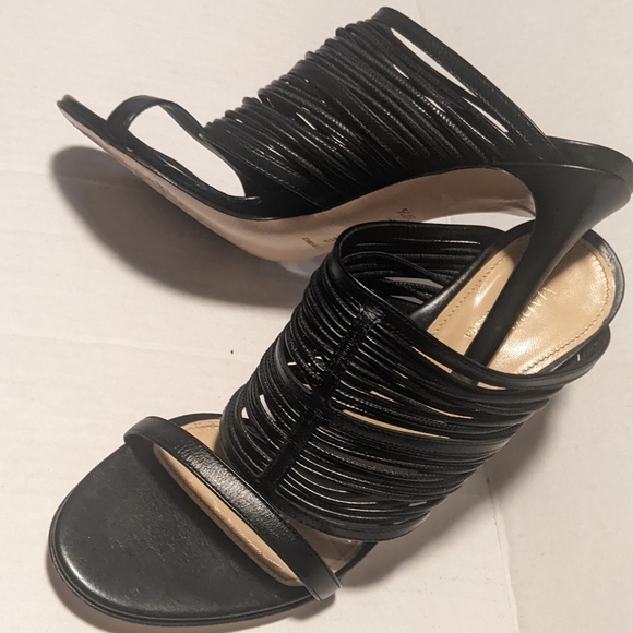 Marion Parke Strapy Slide Black Leather Heel Sandals 37.5 7 - Picture 8 of 8